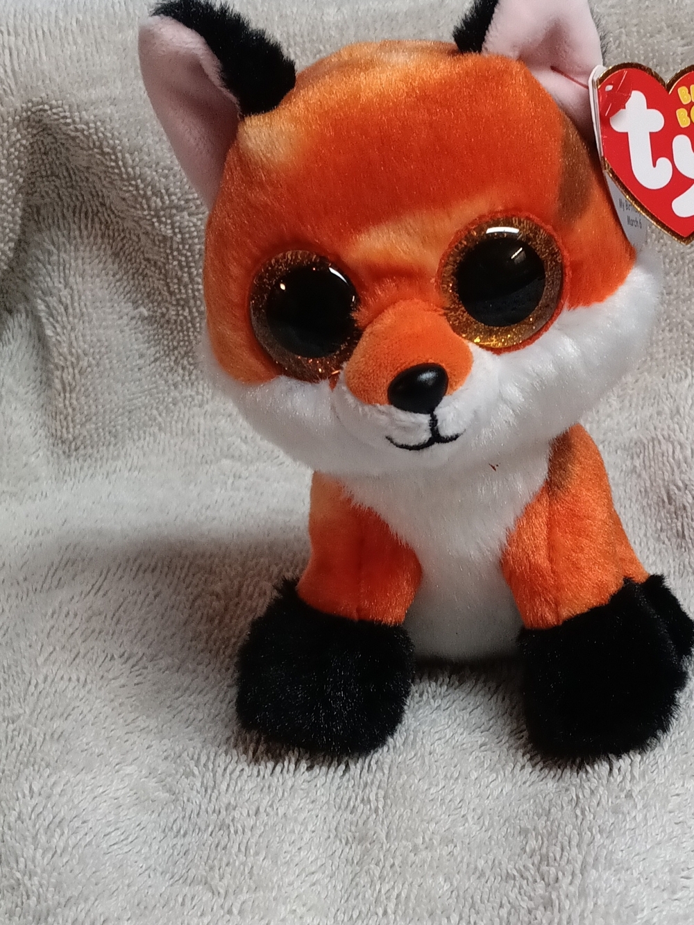 Ty Beanie Boos Glitter-Eye Fox Plush - Orange & White